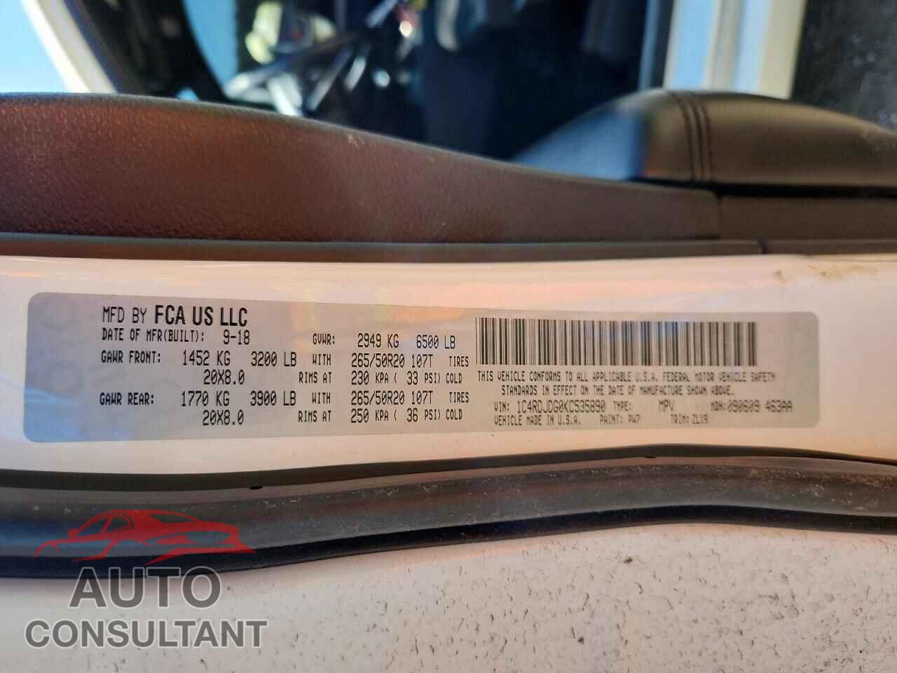 DODGE DURANGO 2019 - 1C4RDJDG0KC535890