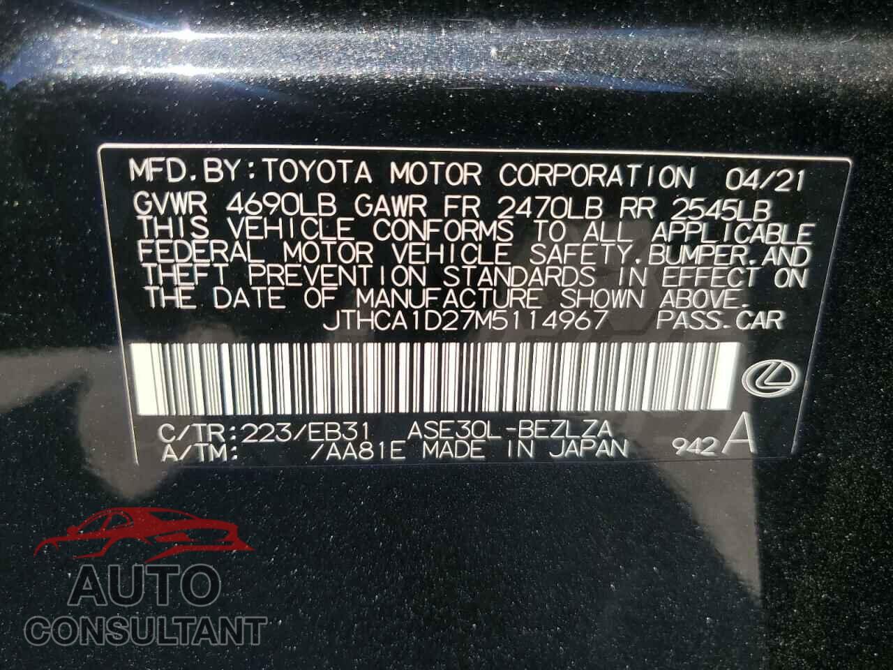 LEXUS IS 2021 - JTHCA1D27M5114967