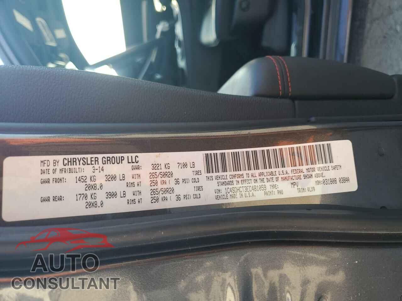 DODGE DURANGO 2014 - 1C4SDHCT3EC481059