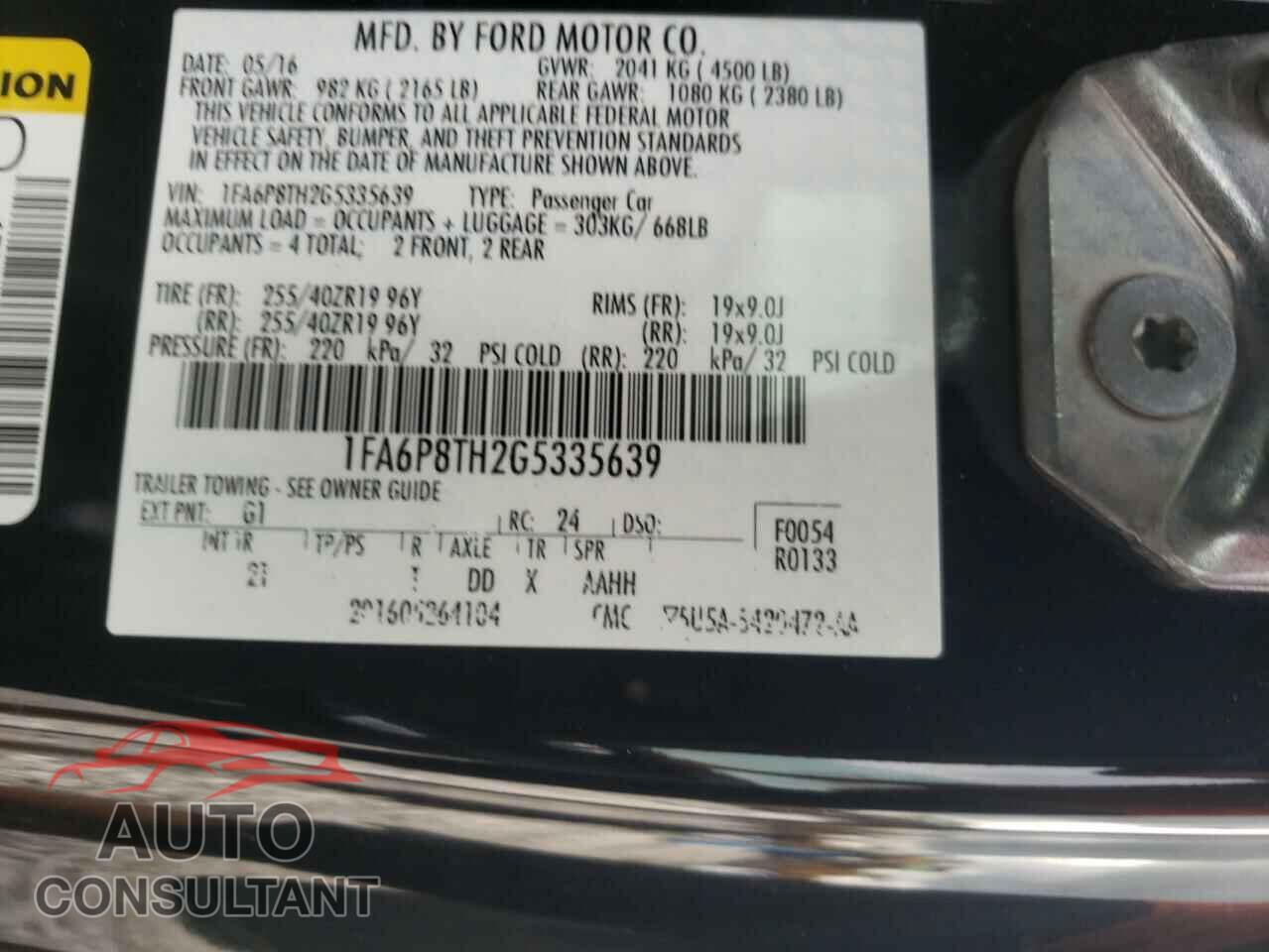 FORD MUSTANG 2016 - 1FA6P8TH2G5335639