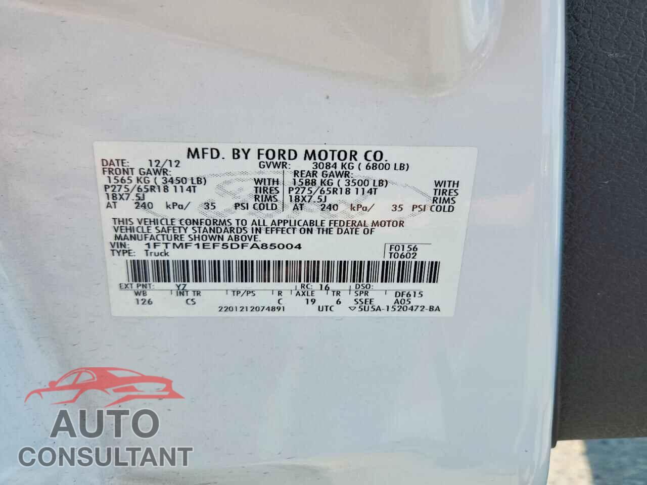 FORD All Models 2013 - 1FTMF1EF5DFA85004