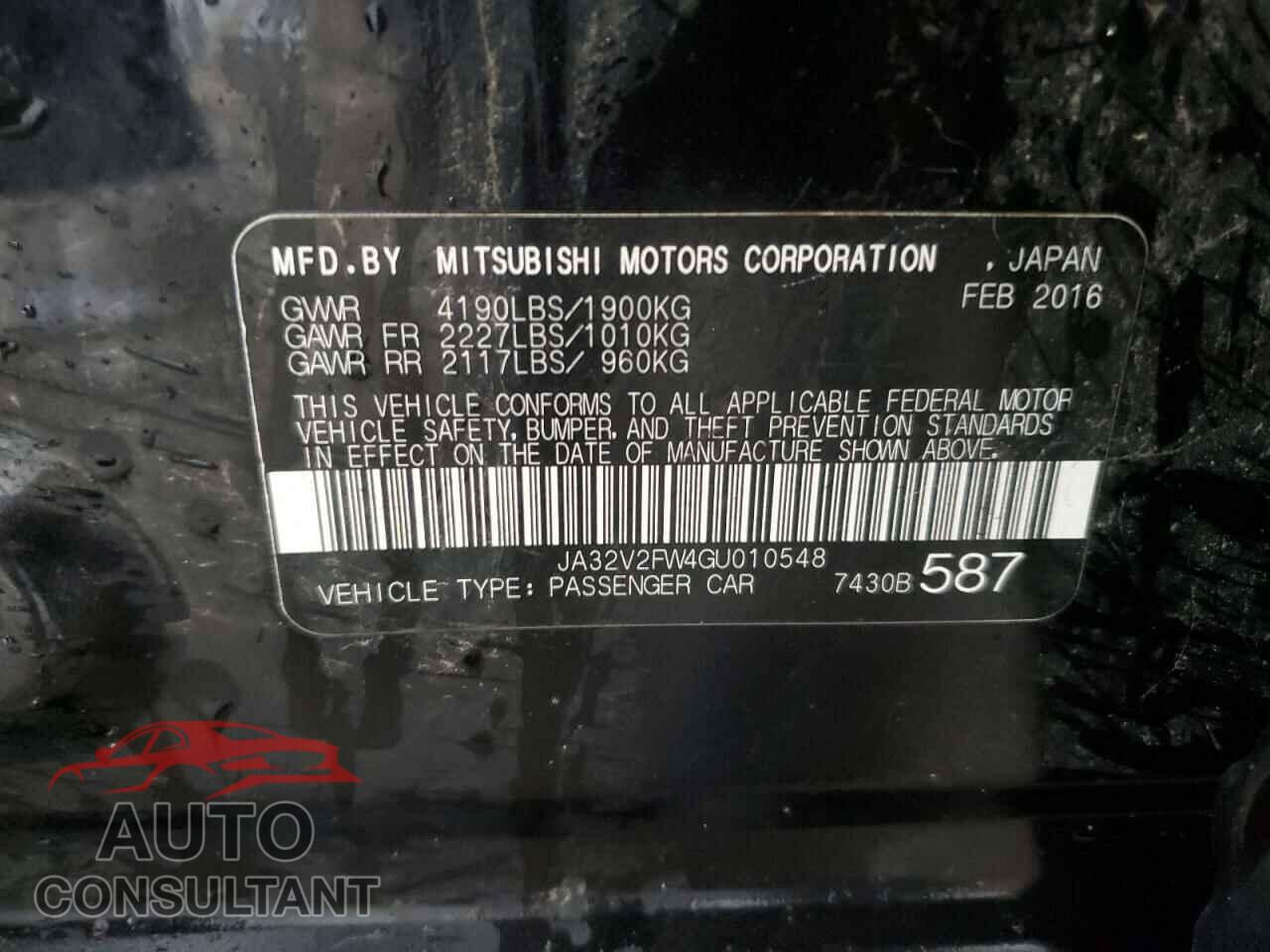MITSUBISHI LANCER 2016 - JA32V2FW4GU010548