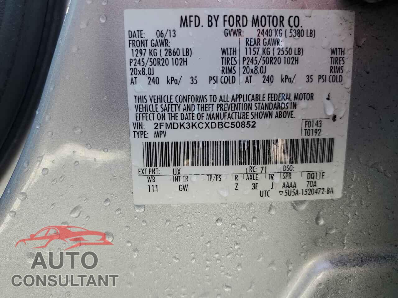 FORD EDGE 2013 - 2FMDK3KCXDBC50852