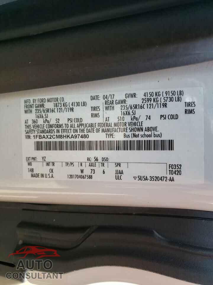 FORD TRANSIT CO 2017 - 1FBAX2CM8HKA97480