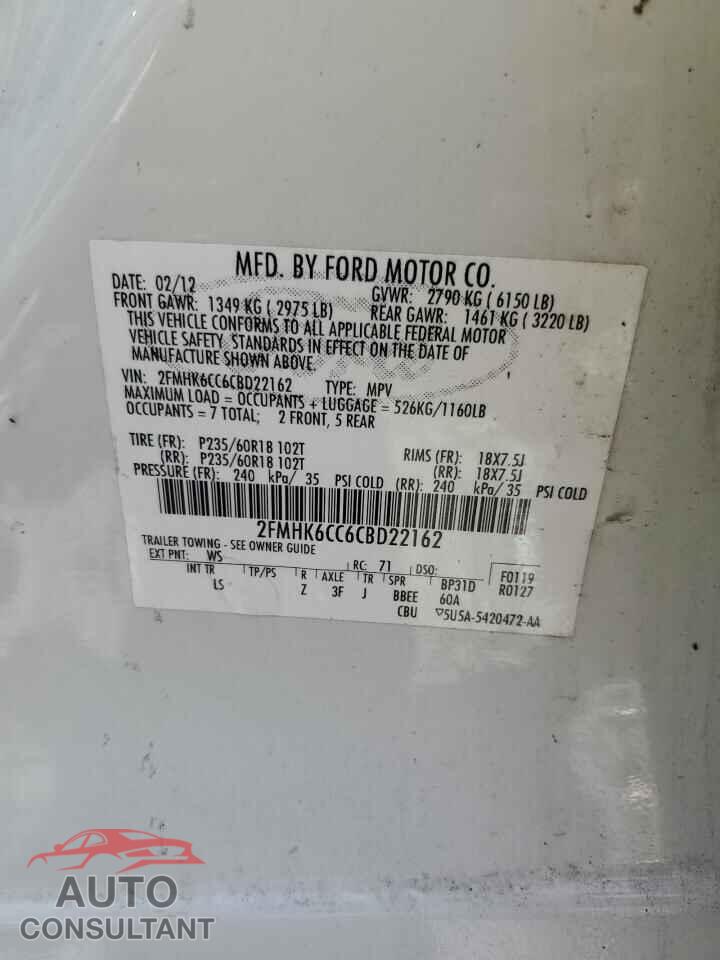 FORD FLEX 2012 - 2FMHK6CC6CBD22162