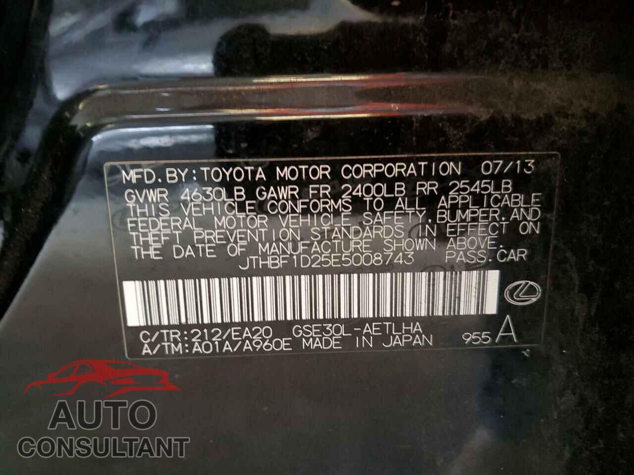 LEXUS IS 2014 - JTHBF1D25E5008743