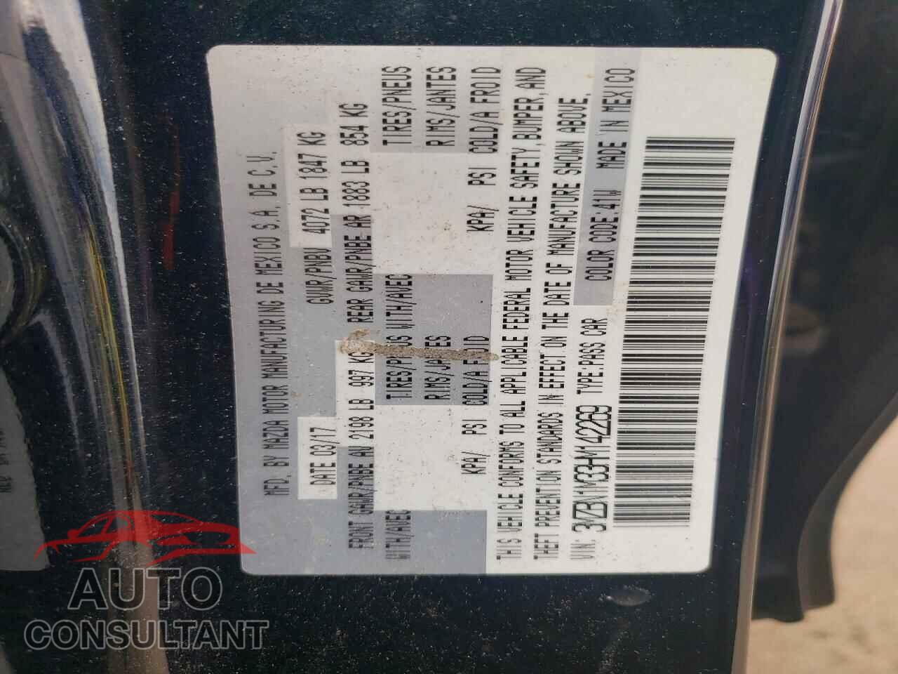 MAZDA 3 2017 - 3MZBN1M33HM142269