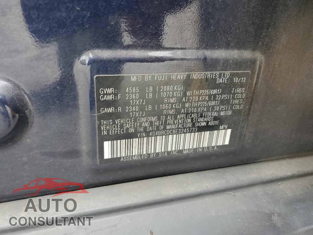 SUBARU OUTBACK 2014 - 4S4BRCDC8E3245733