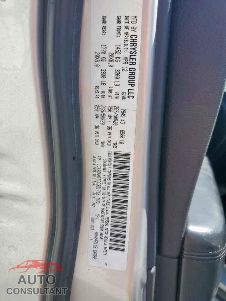 DODGE DURANGO 2012 - 1C4RDHAG5CC321718
