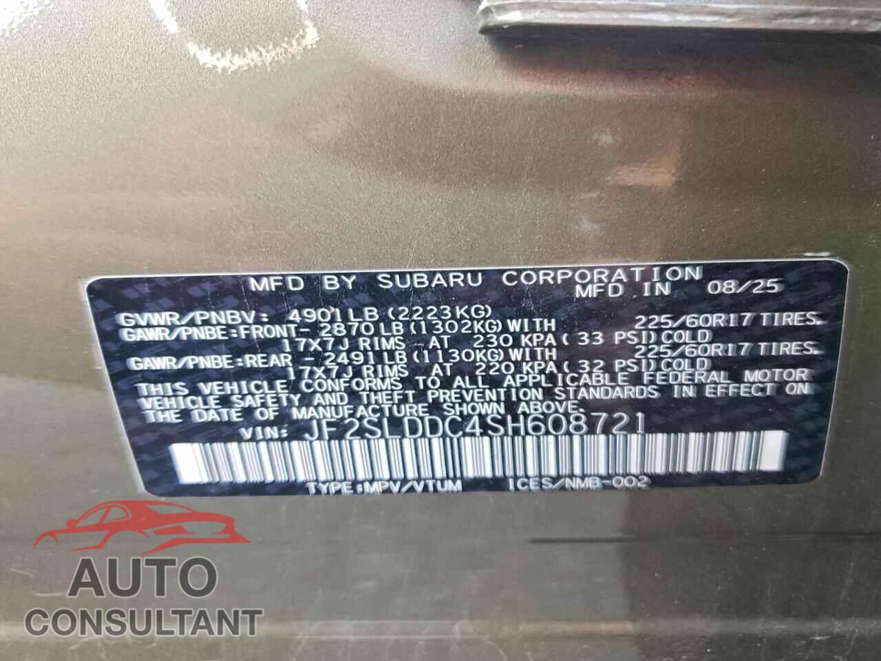SUBARU FORESTER 2025 - JF2SLDDC4SH608721