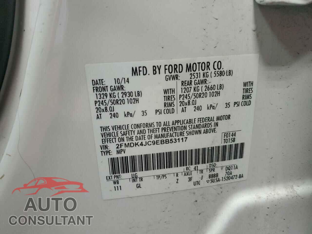 FORD EDGE 2014 - 2FMDK4JC9EBB53117