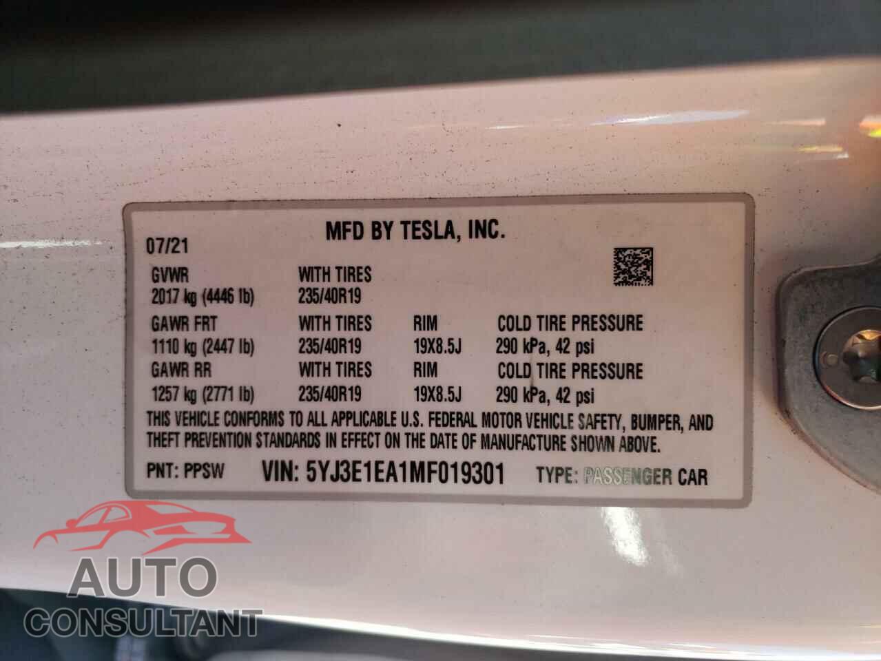 TESLA MODEL S 2021 - 5YJ3E1EA1MF019301