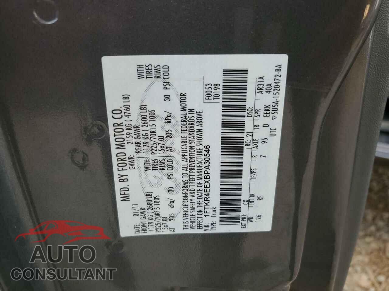 FORD RANGER 2011 - 1FTKR4EEXBPA30546