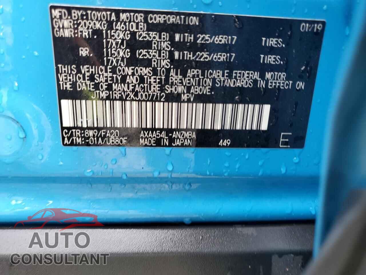 TOYOTA RAV4 2019 - JTMP1RFV2KJ007712