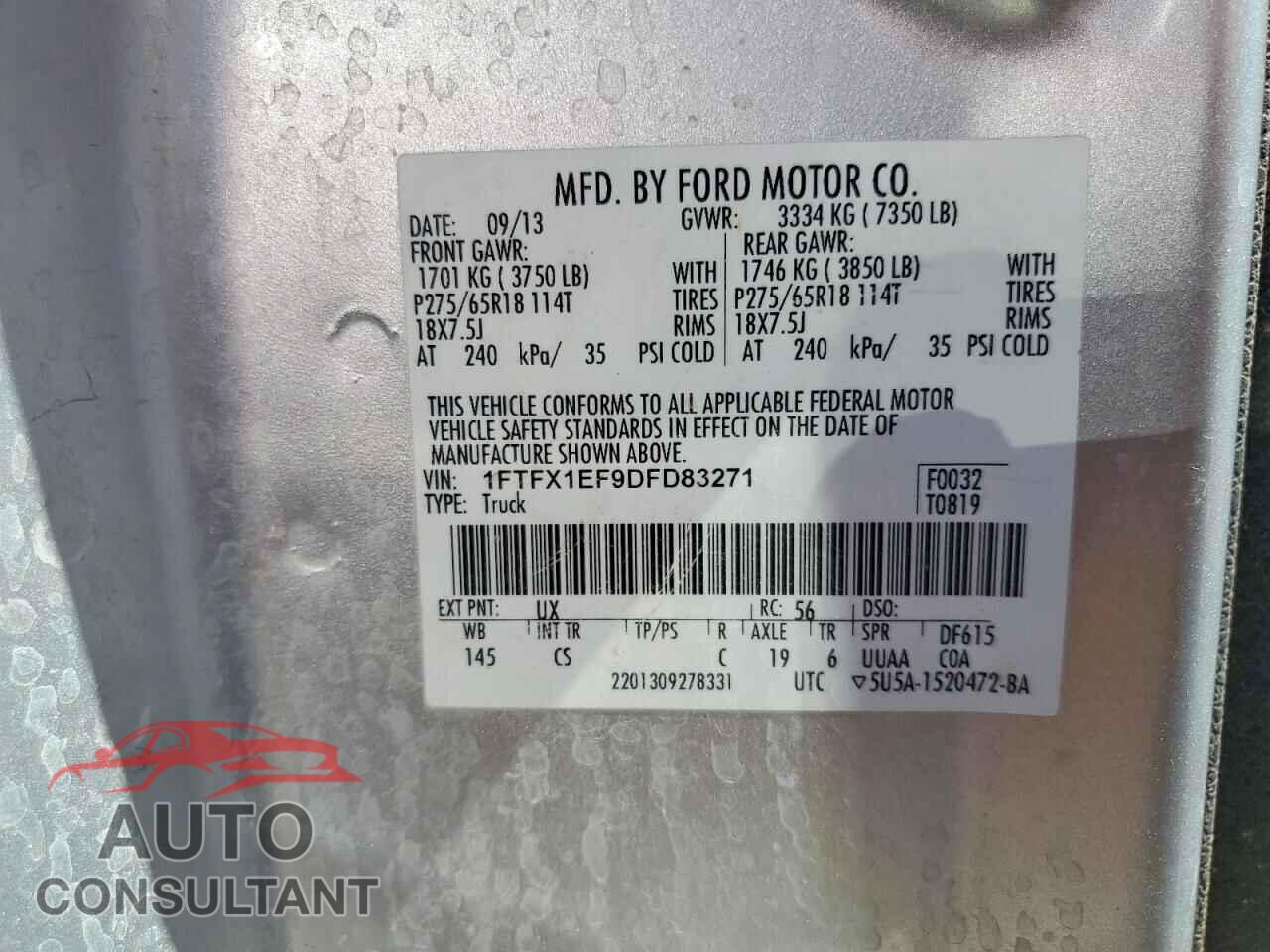 FORD F150 2013 - 1FTFX1EF9DFD83271