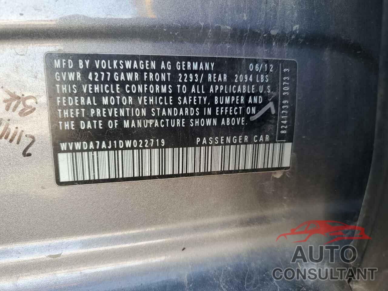 VOLKSWAGEN GOLF 2013 - WVWDA7AJ1DW022719