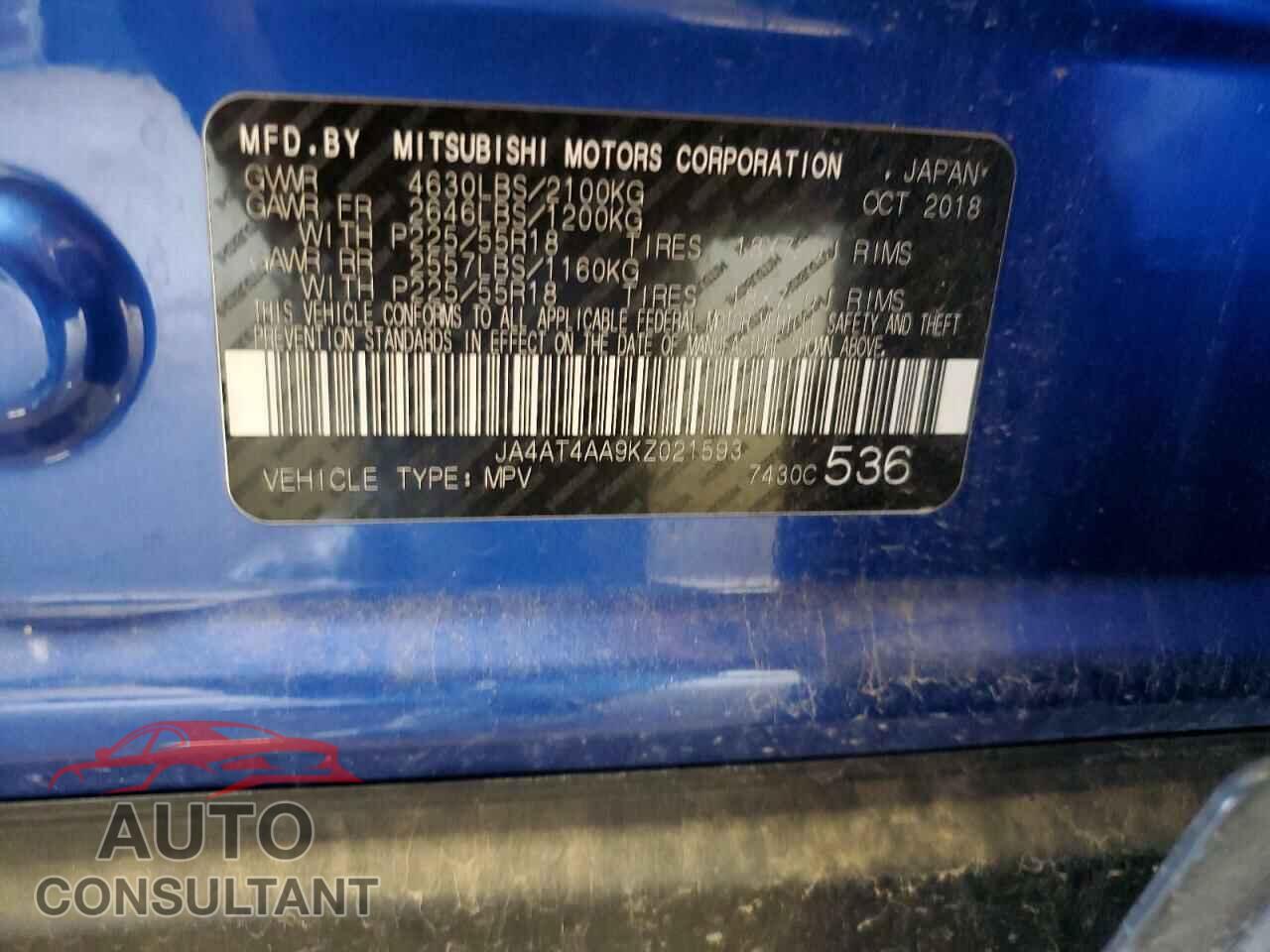 MITSUBISHI ECLIPSE 2019 - JA4AT4AA9KZ021593