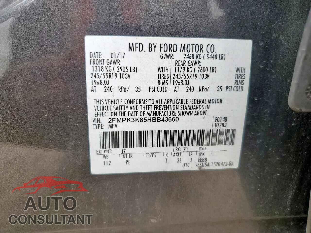 FORD EDGE 2017 - 2FMPK3K85HBB43660