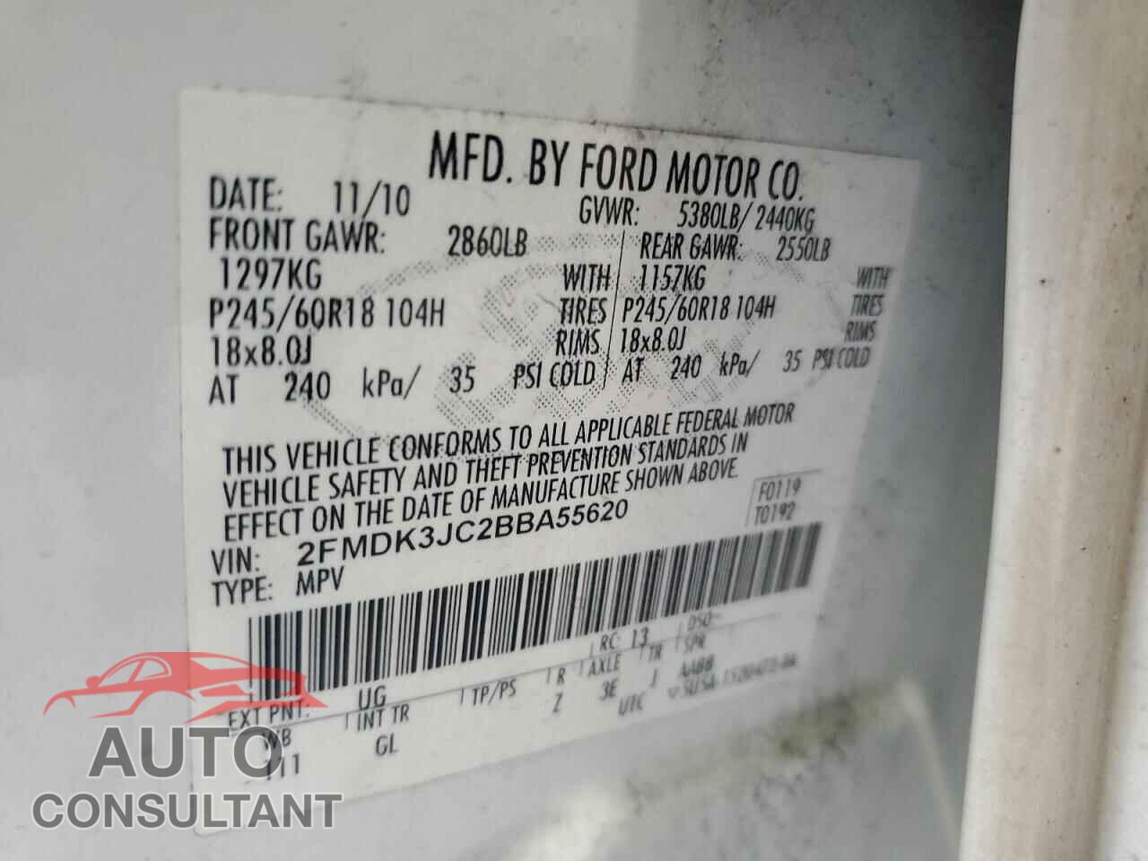 FORD EDGE 2011 - 2FMDK3JC2BBA55620