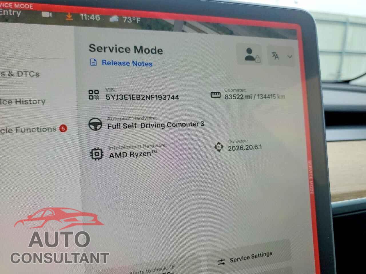 TESLA MODEL 3 2022 - 5YJ3E1EB2NF193744