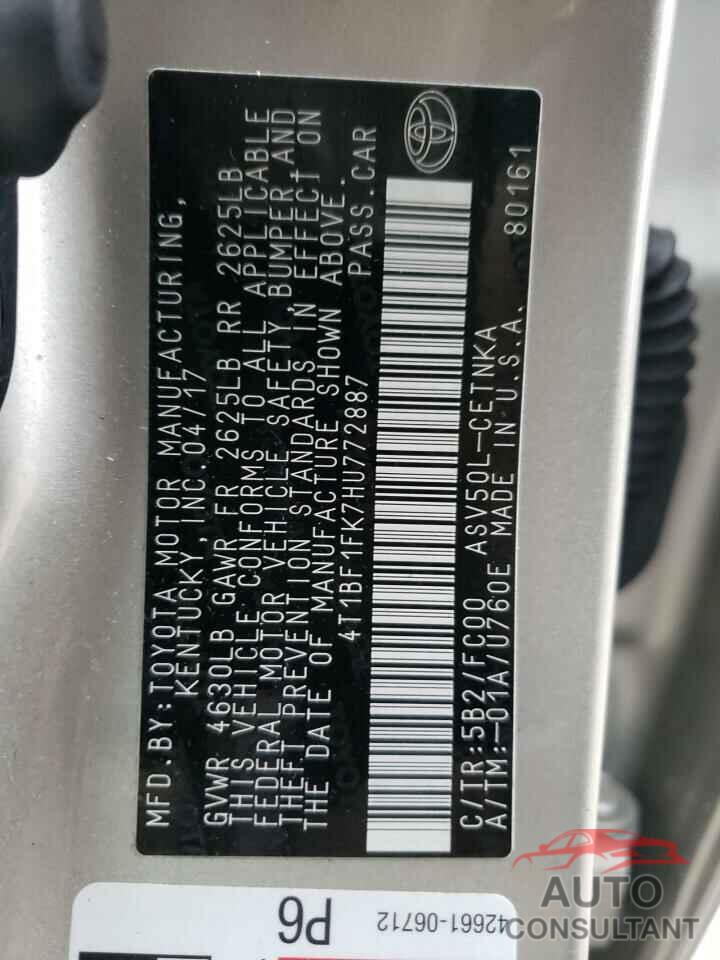 TOYOTA CAMRY 2017 - 4T1BF1FK7HU772887