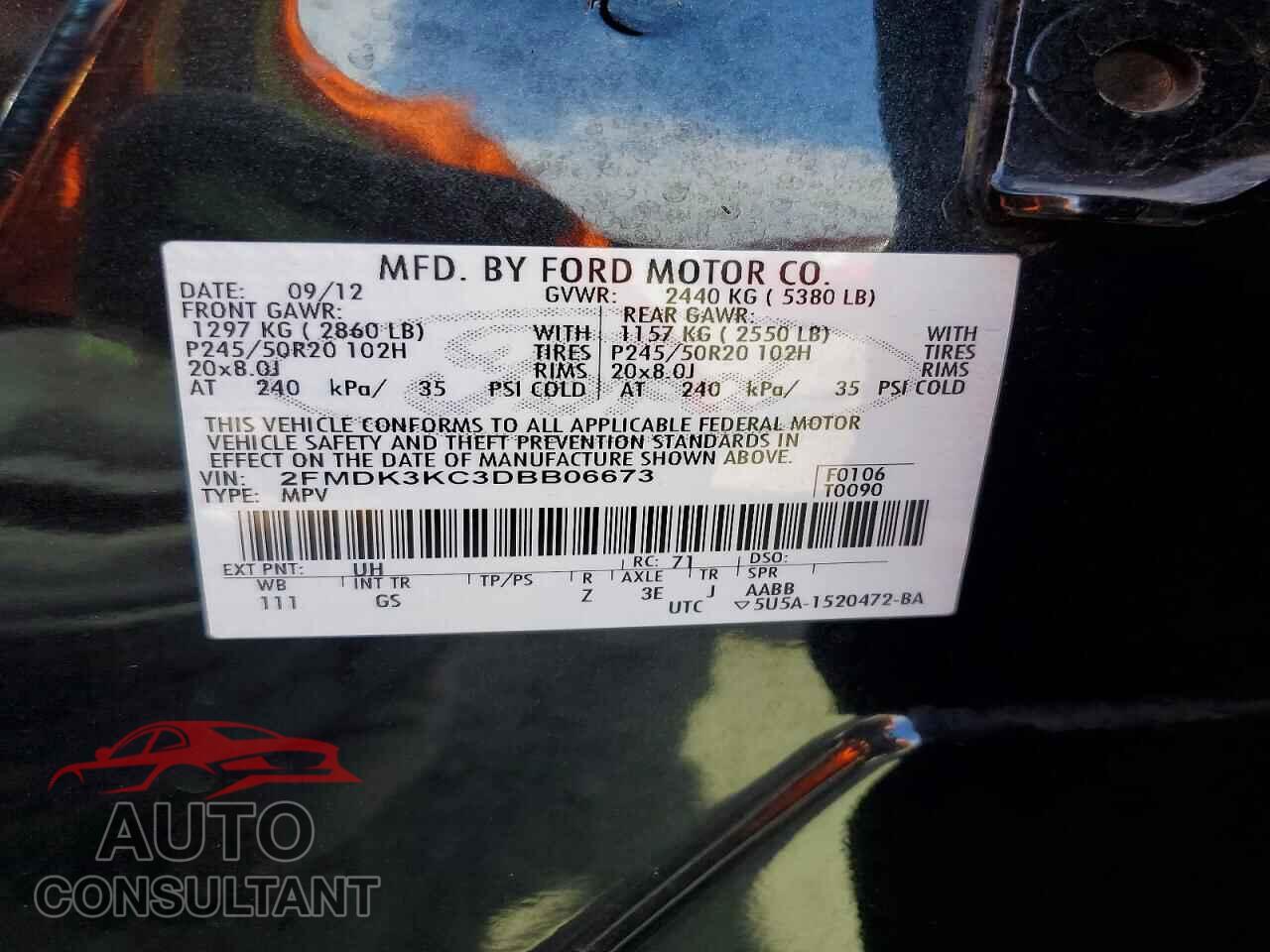 FORD EDGE 2013 - 2FMDK3KC3DBB06673