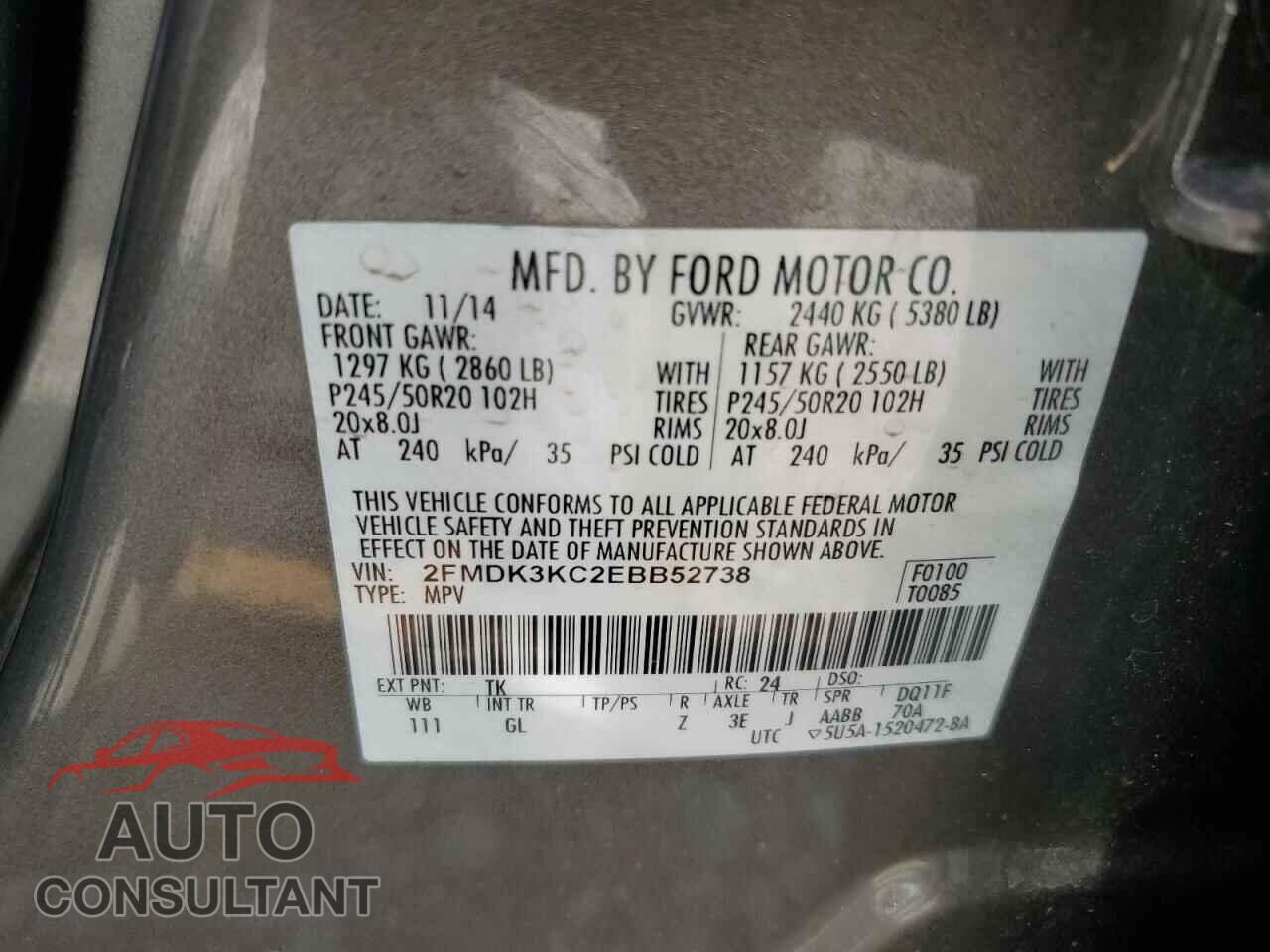 FORD EDGE 2014 - 2FMDK3KC2EBB52738