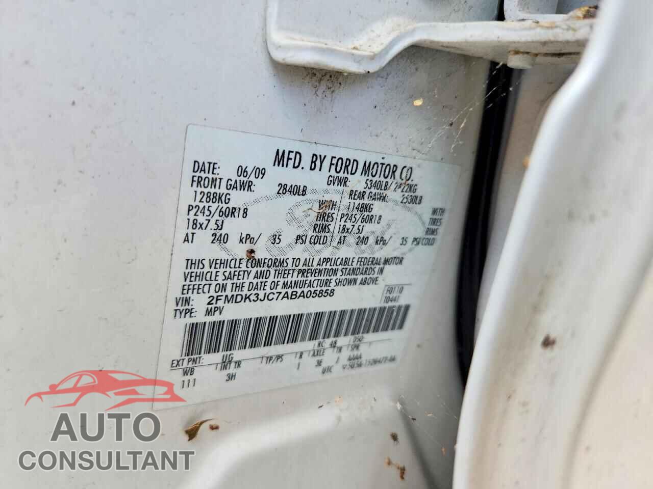 FORD EDGE 2010 - 2FMDK3JC7ABA05858