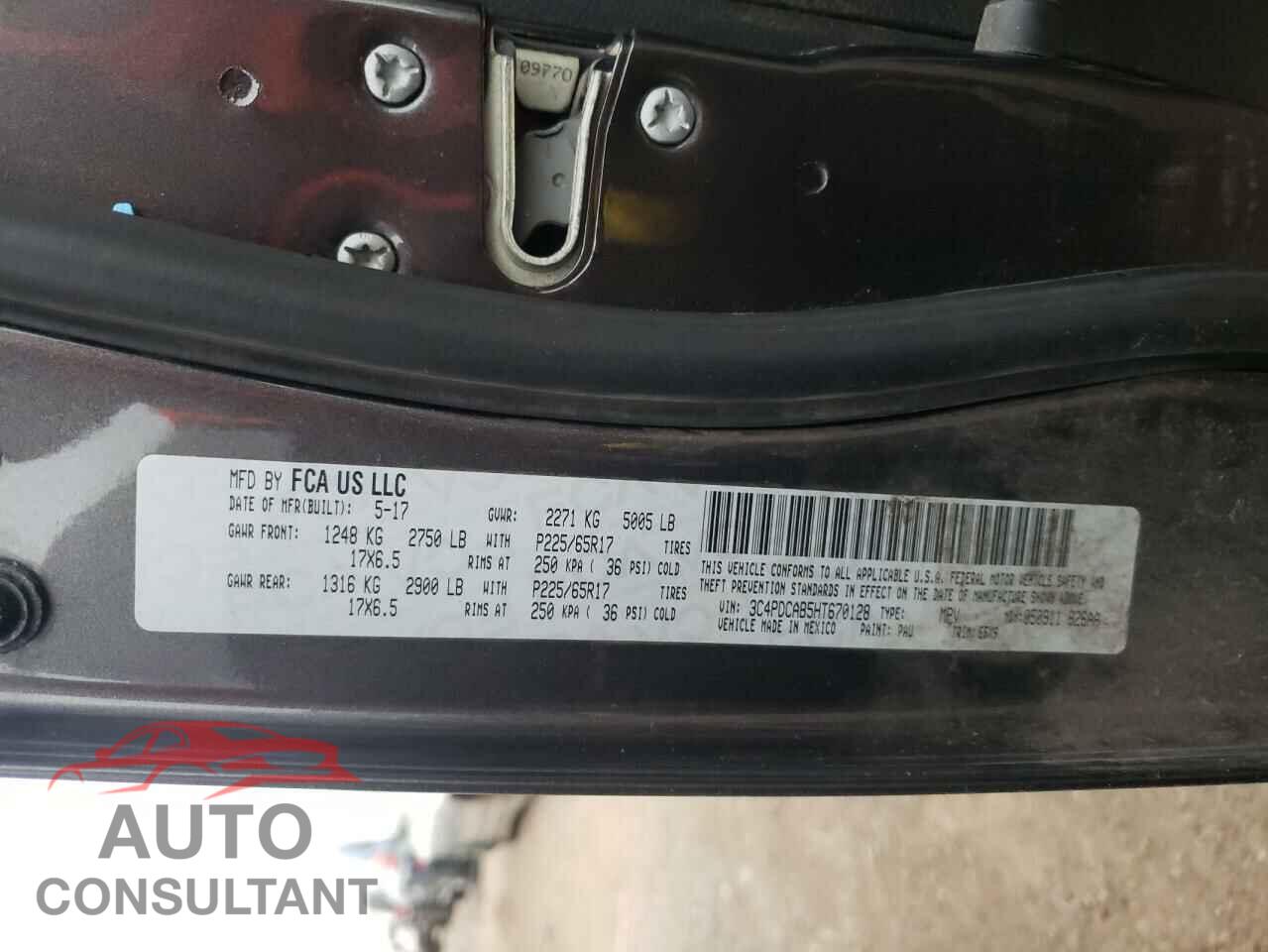 DODGE JOURNEY 2017 - 3C4PDCAB5HT670128