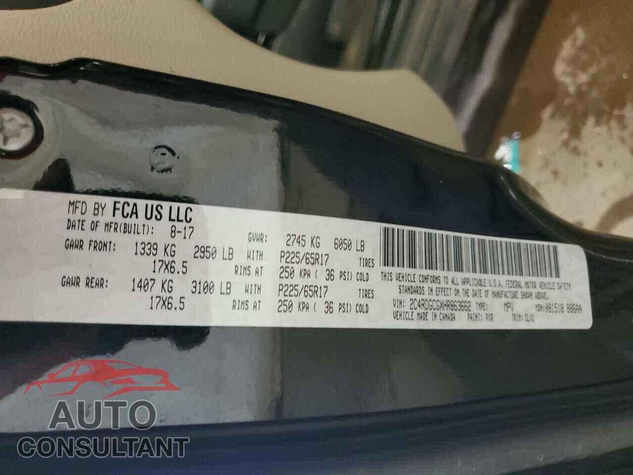 DODGE CARAVAN 2017 - 2C4RDGCGXHR863662