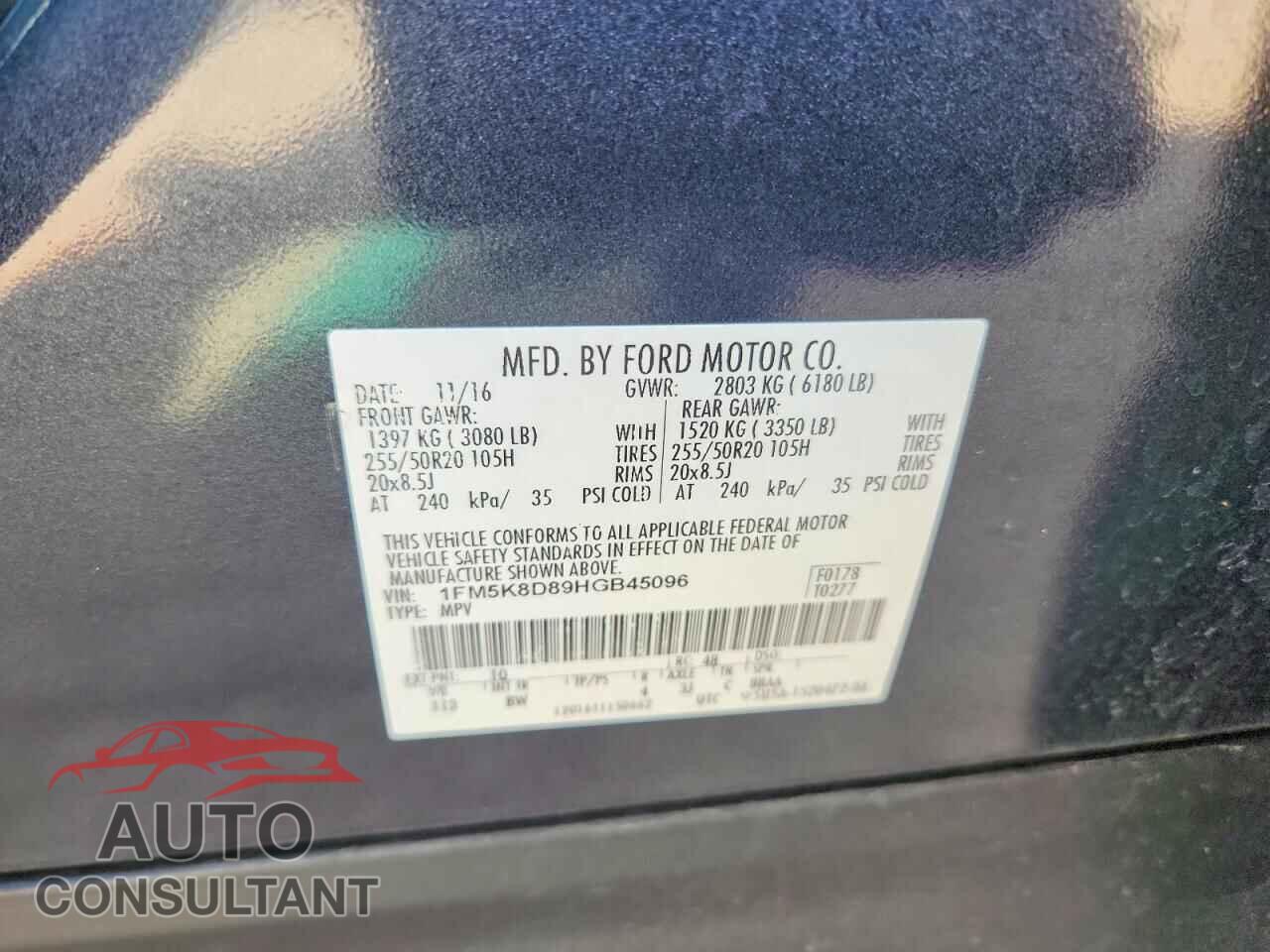 FORD EXPLORER 2017 - 1FM5K8D89HGB45096