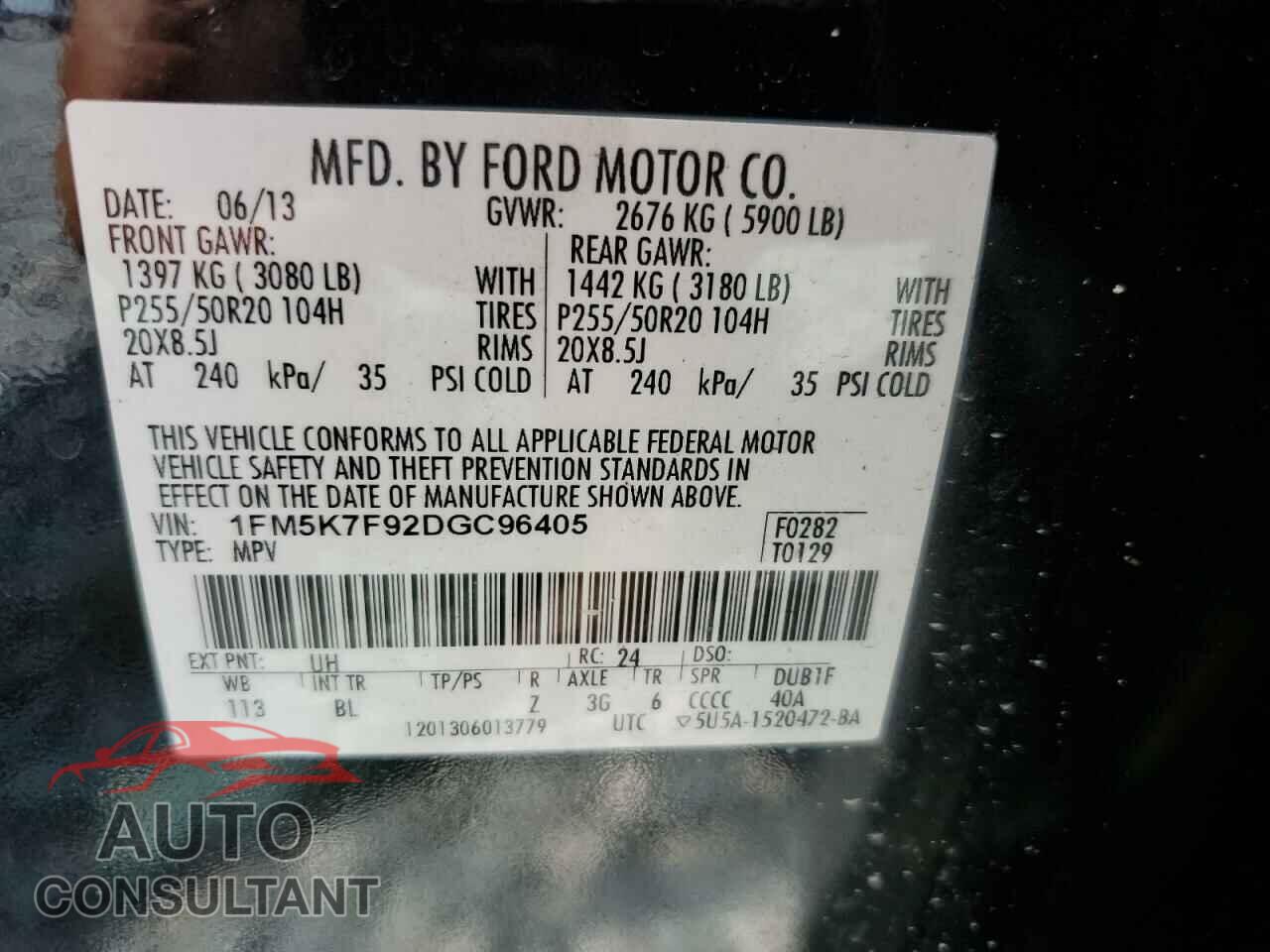 FORD EXPLORER 2013 - 1FM5K7F92DGC96405