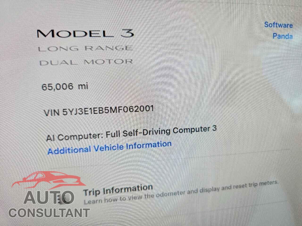 TESLA MODEL 3 2021 - 5YJ3E1EB5MF062001