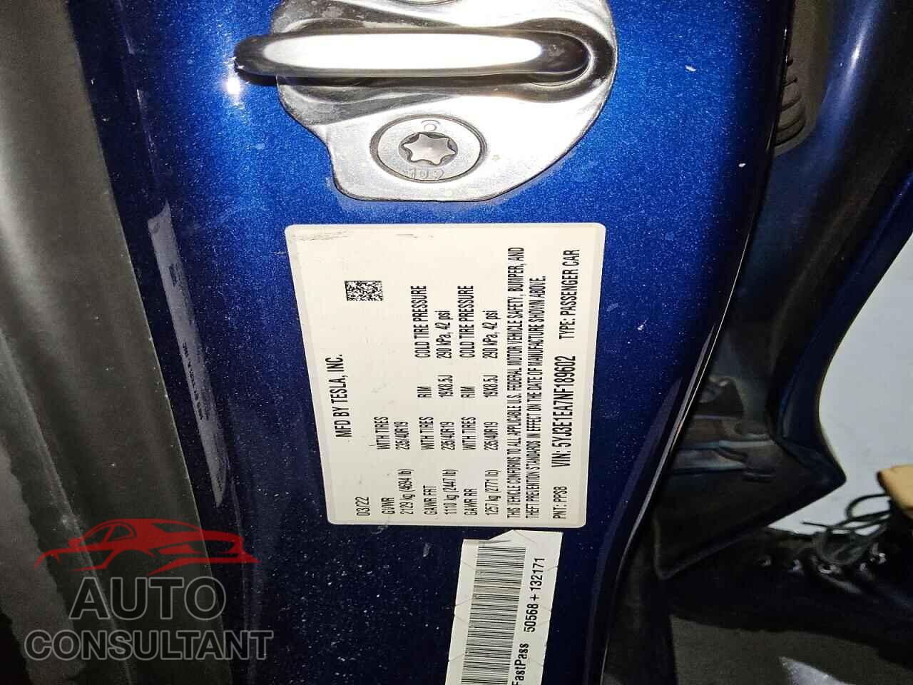 TESLA MODEL 3 2022 - 5YJ3E1EA7NF189602