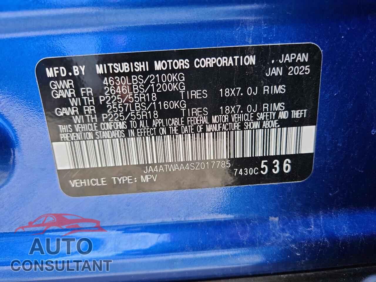 MITSUBISHI ECLIPSE 2025 - JA4ATWAA4SZ017785