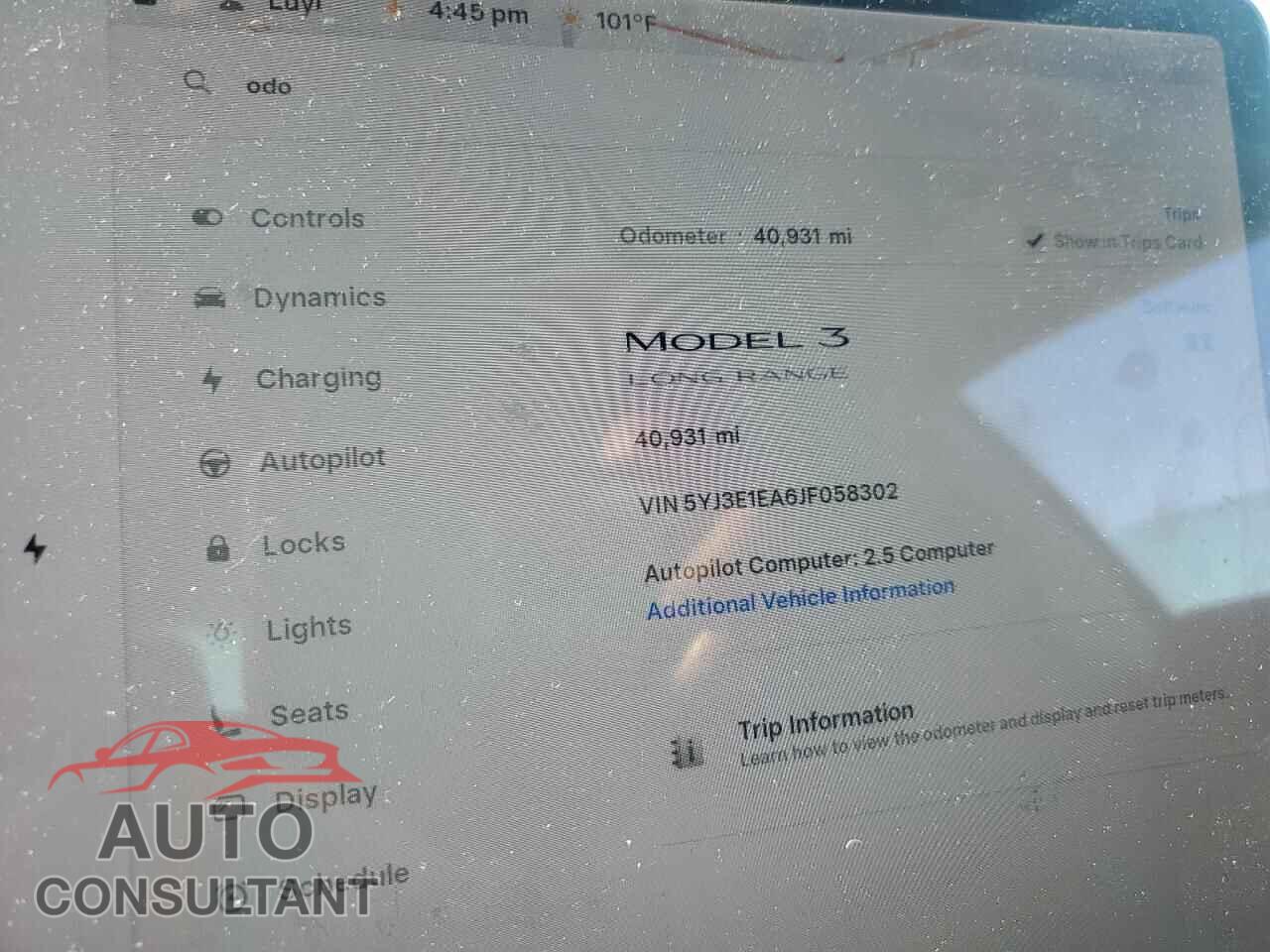 TESLA MODEL 3 2018 - 5YJ3E1EA6JF058302