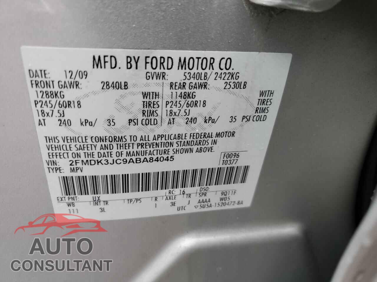 FORD EDGE 2010 - 2FMDK3JC9ABA84045