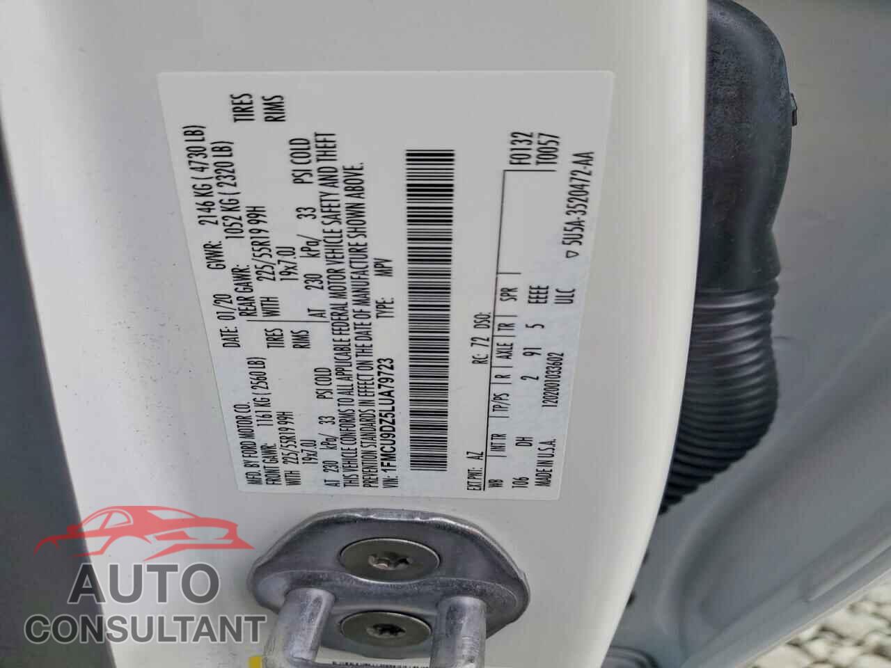 FORD ESCAPE 2020 - 1FMCU9DZ5LUA79723