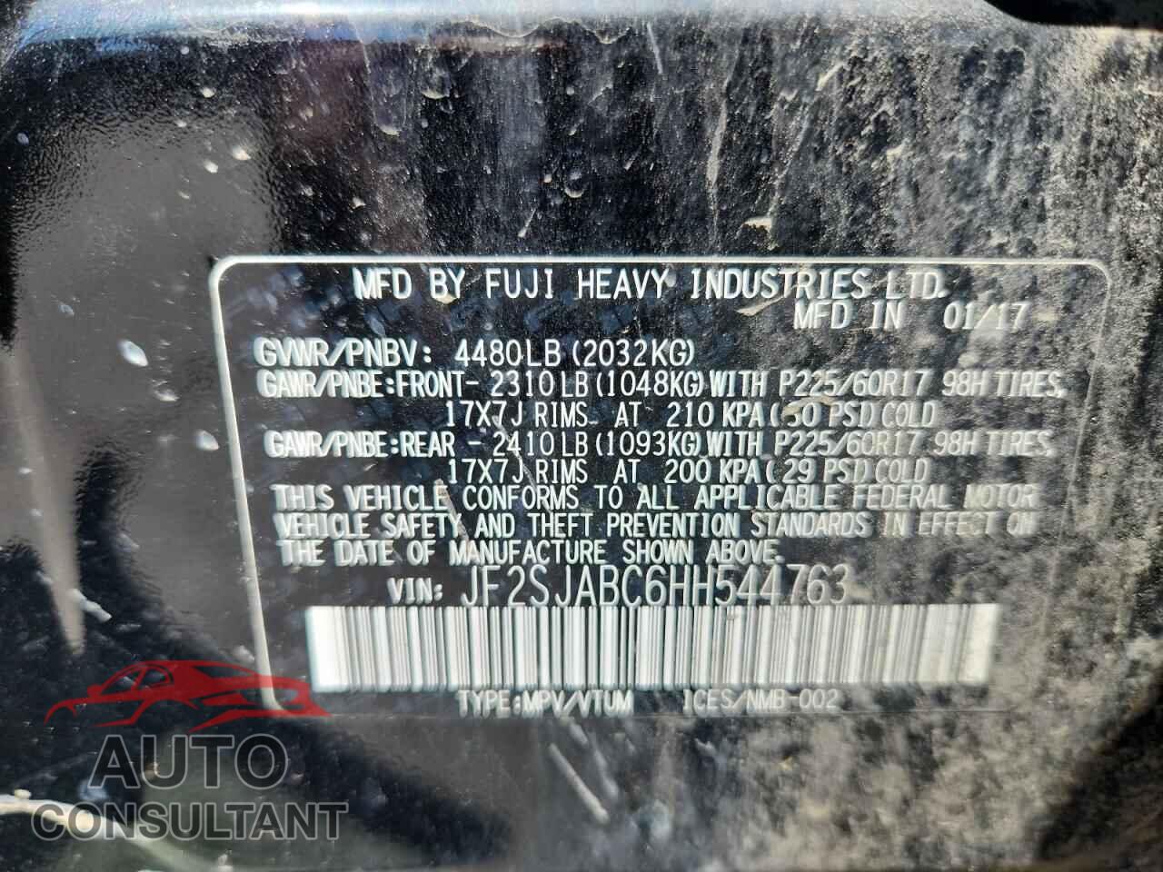 SUBARU FORESTER 2017 - JF2SJABC6HH544763