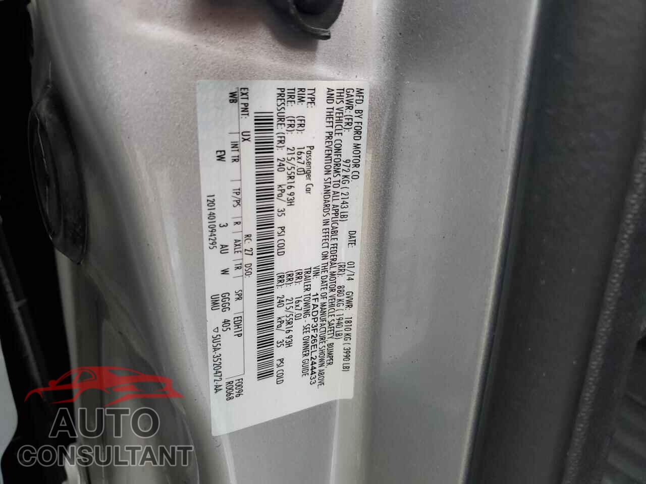 FORD FOCUS 2014 - 1FADP3F26EL244433