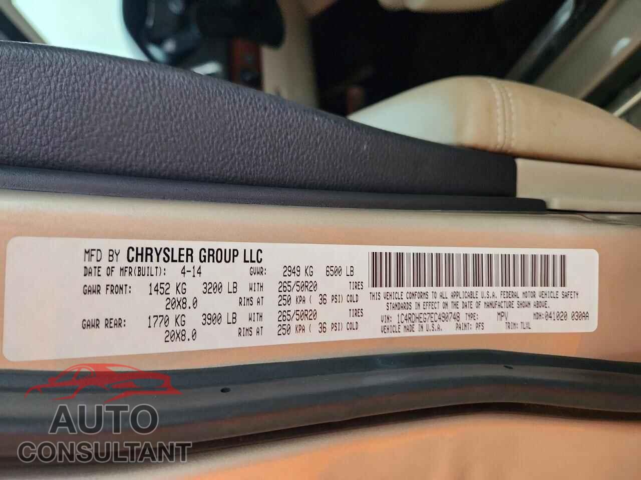 DODGE DURANGO 2014 - 1C4RDHEG7EC490748