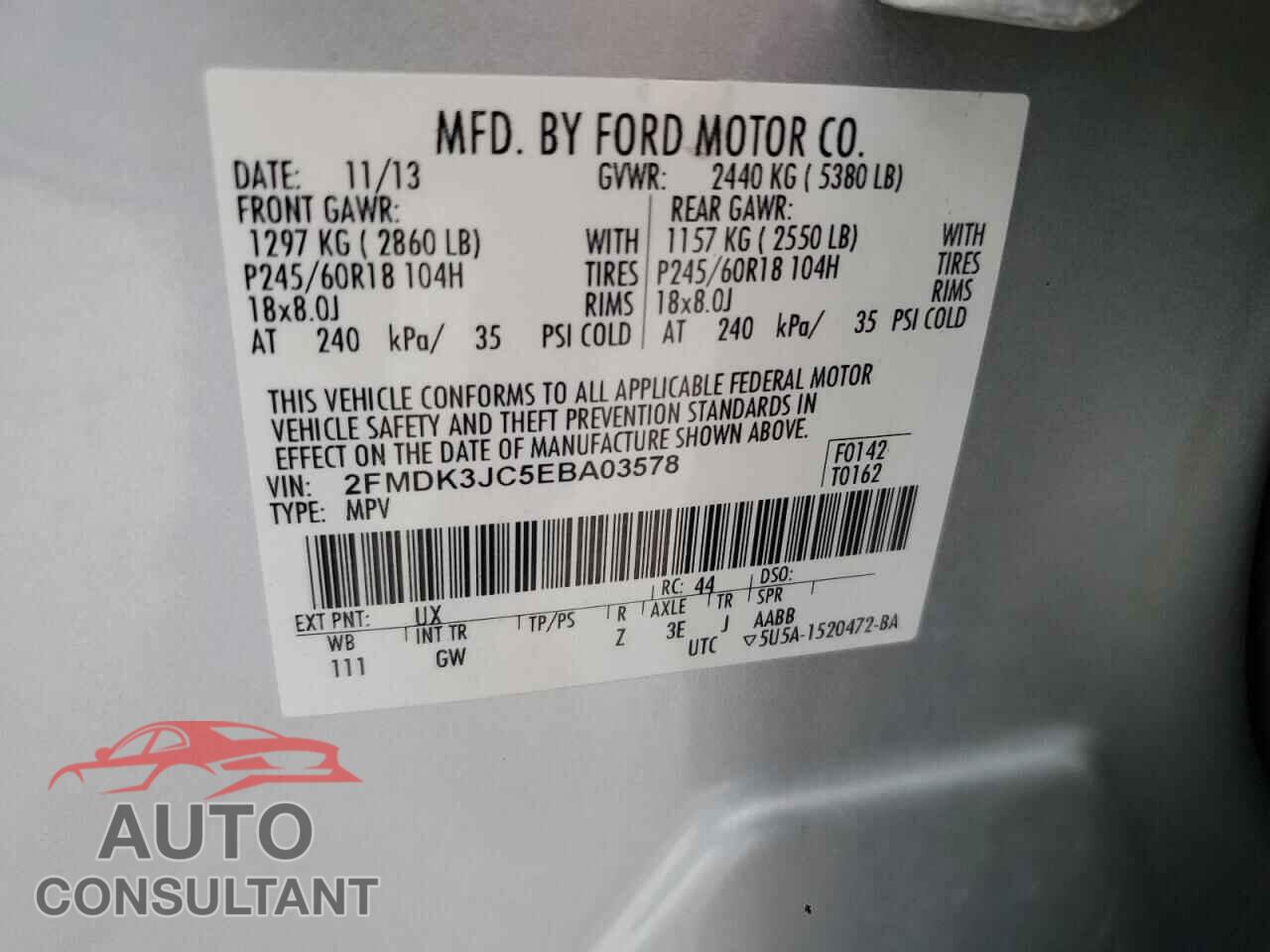 FORD EDGE 2014 - 2FMDK3JC5EBA03578