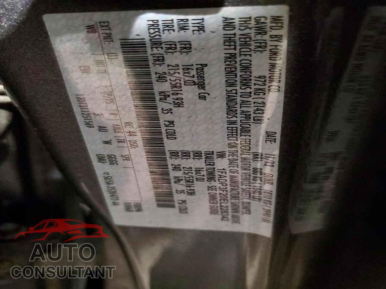 FORD FOCUS 2014 - 1FADP3F20EL228342