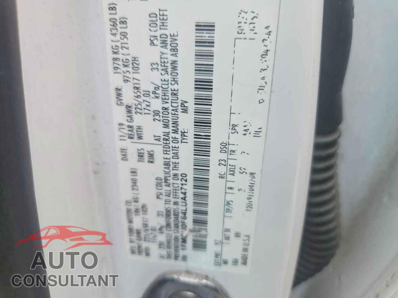 FORD ESCAPE 2020 - 1FMCU0F64LUA47120
