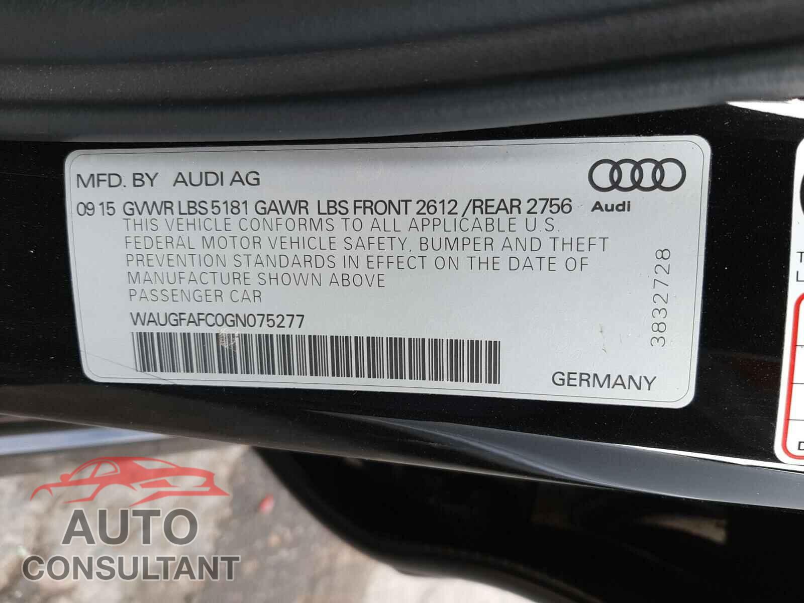 AUDI A6 2016 - WAUGFAFC0GN075277