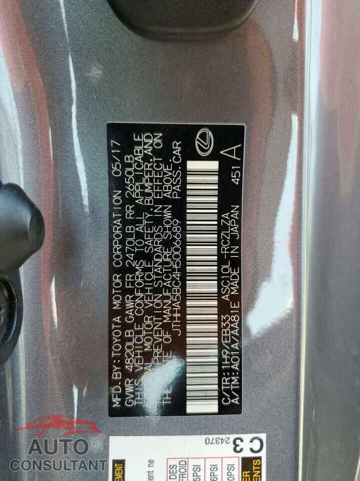 LEXUS RC 2017 - JTHHA5BC4H5006689