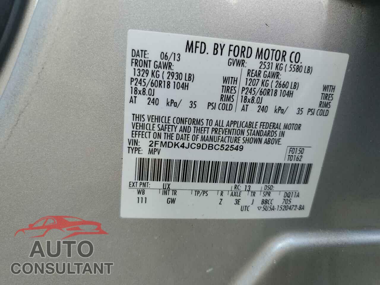 FORD EDGE 2013 - 2FMDK4JC9DBC52549