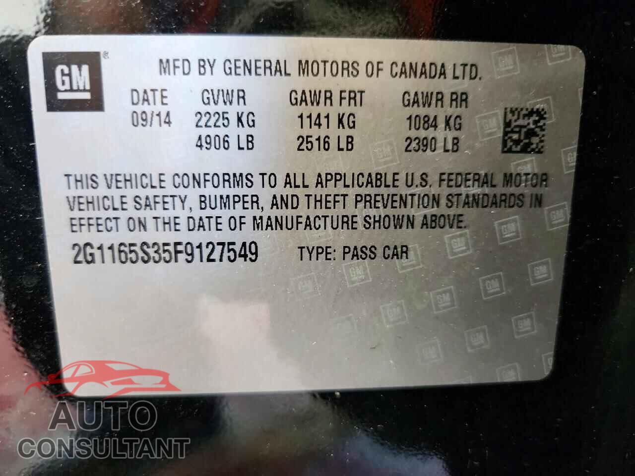 CHEVROLET IMPALA 2015 - 2G1165S35F9127549