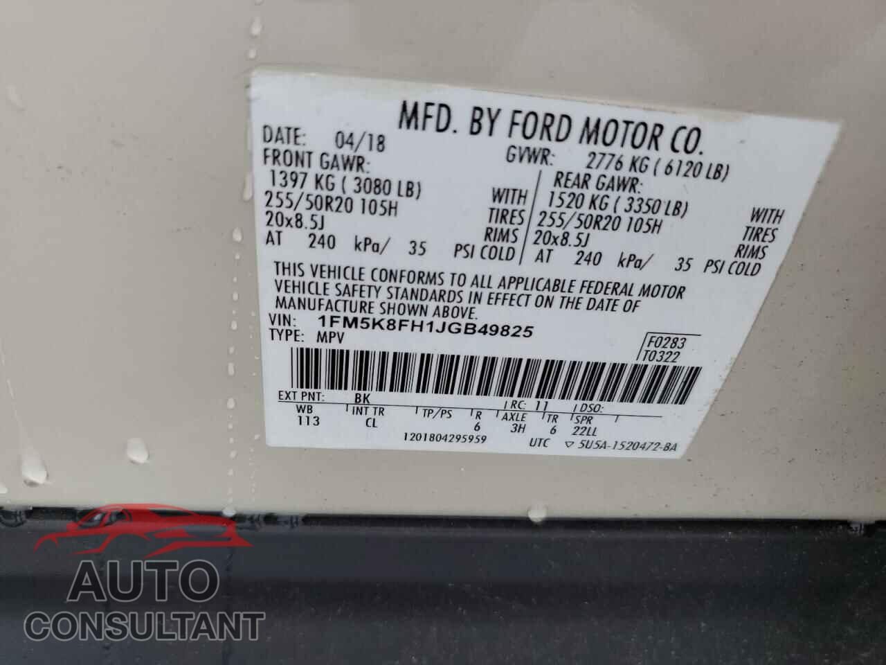 FORD EXPLORER 2018 - 1FM5K8FH1JGB49825