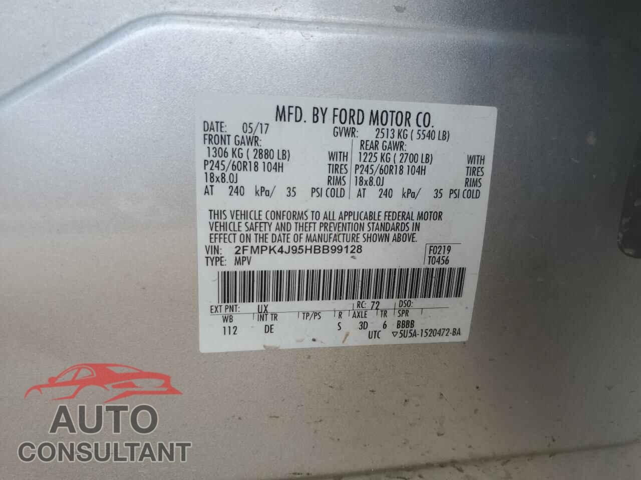 FORD EDGE 2017 - 2FMPK4J95HBB99128